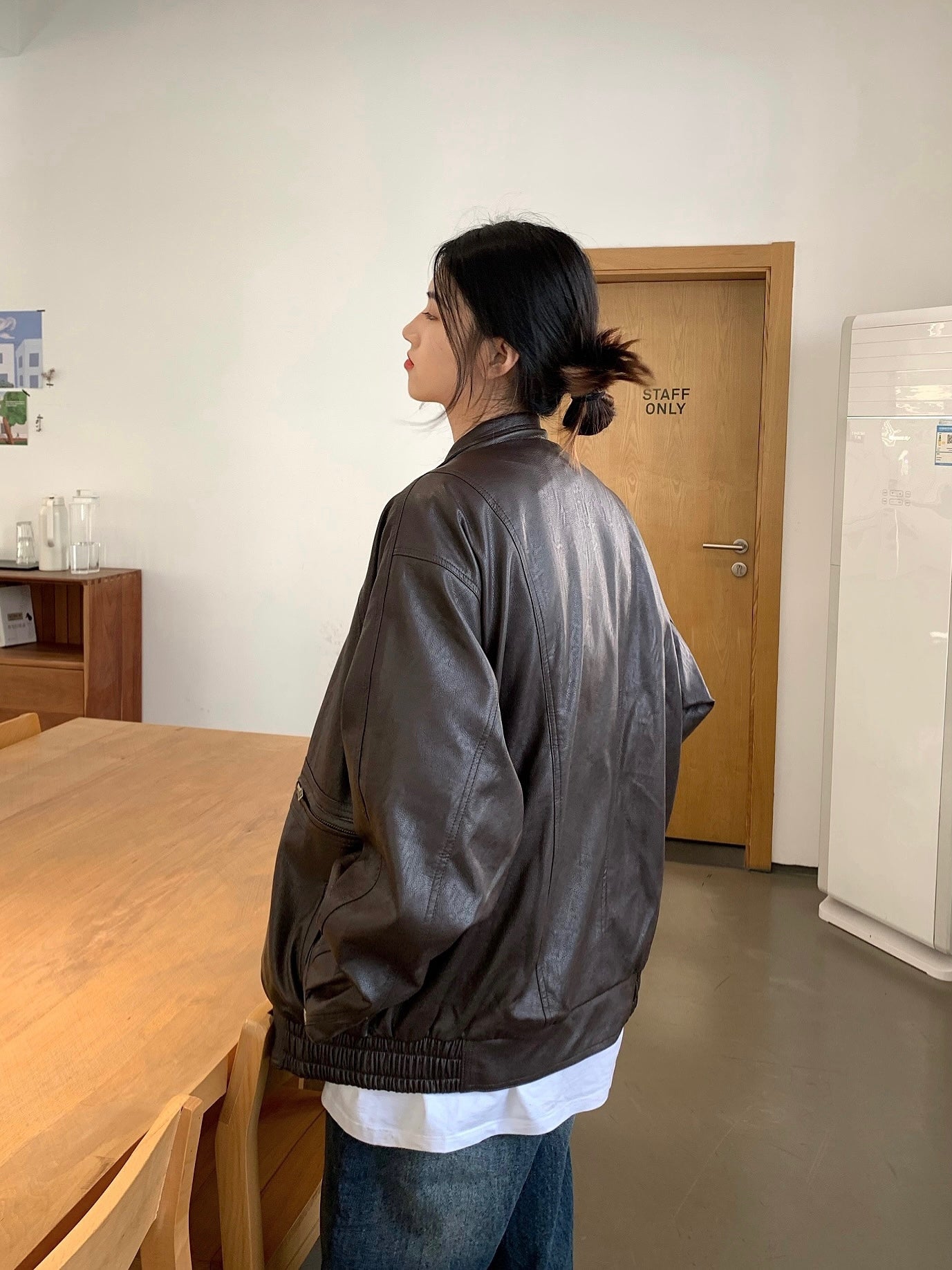 ビンテージスタンドカラーレザージャケット N123