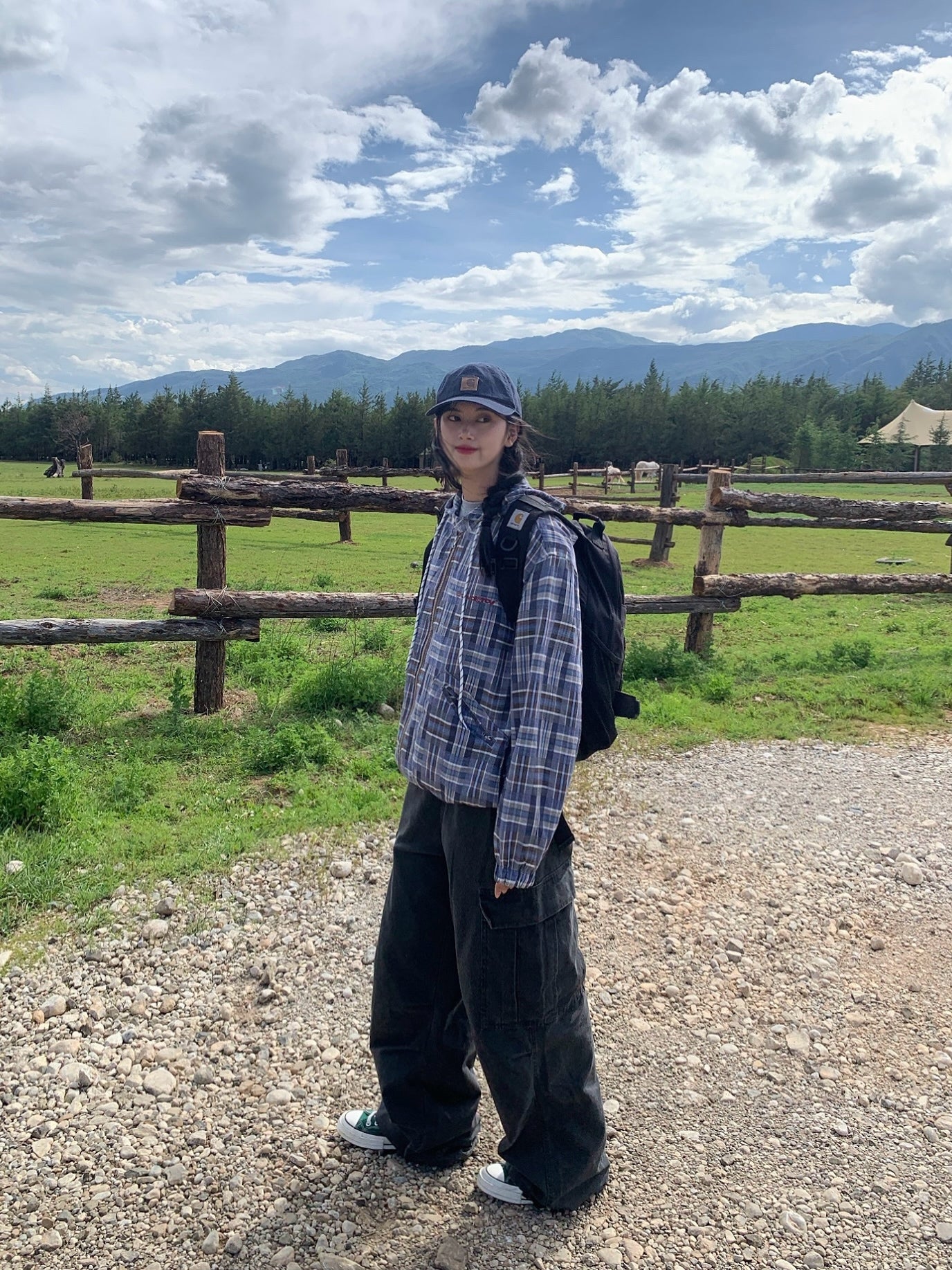 フード付きアシメチェックジャケット N131