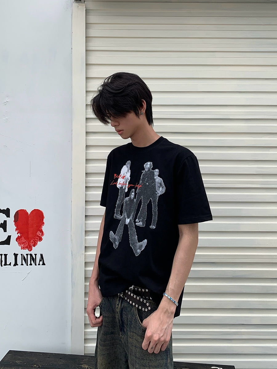 ラウンドネックロックプリントTシャツ N442