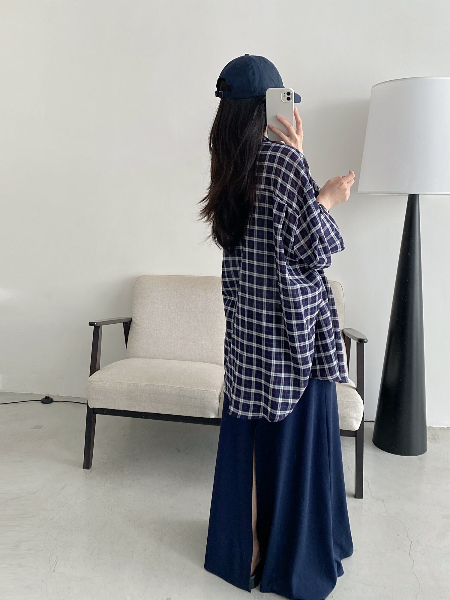 チェック柄長袖シャツ N570