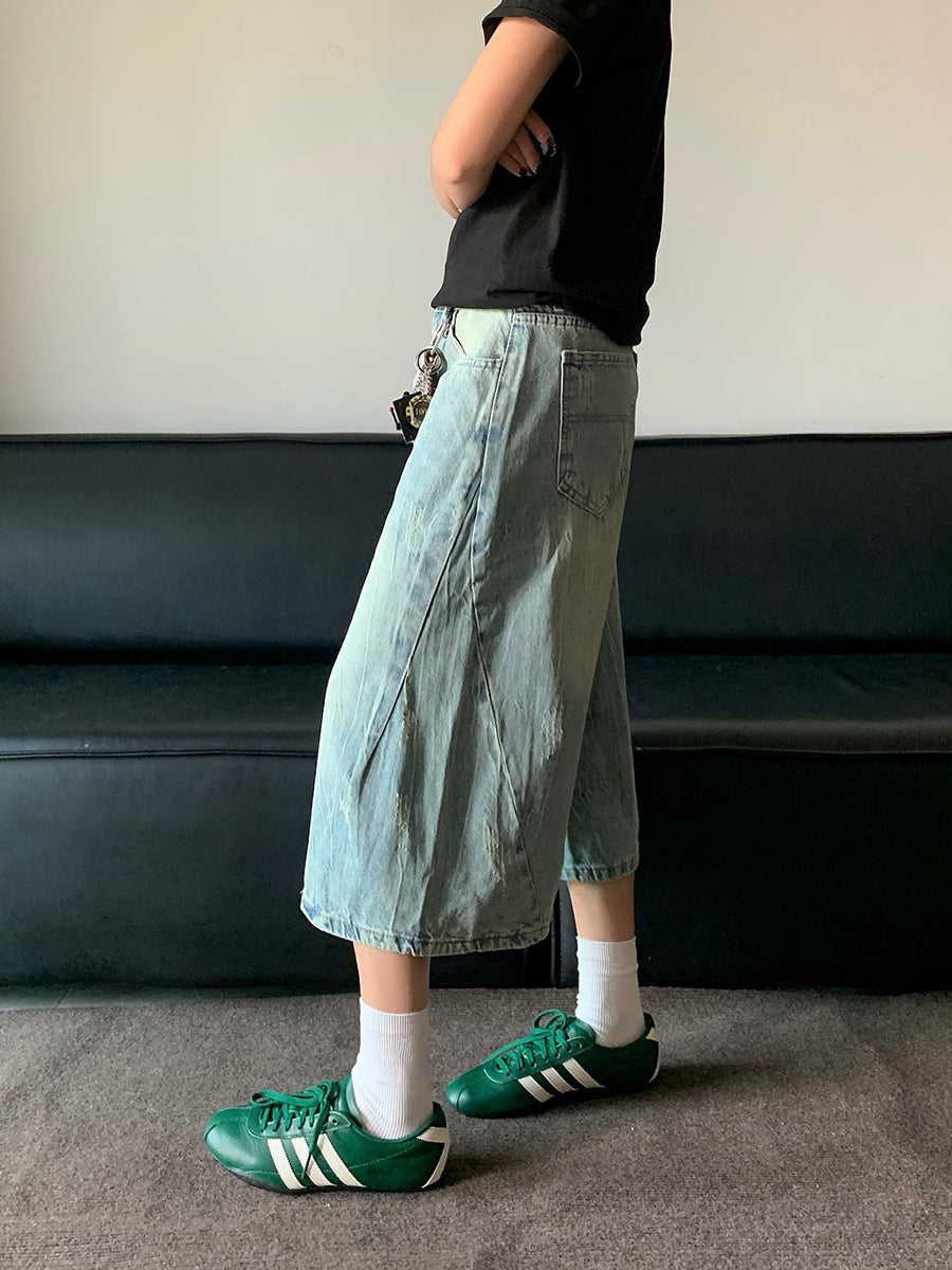 ライトブルーワイドデニムショーツ N439