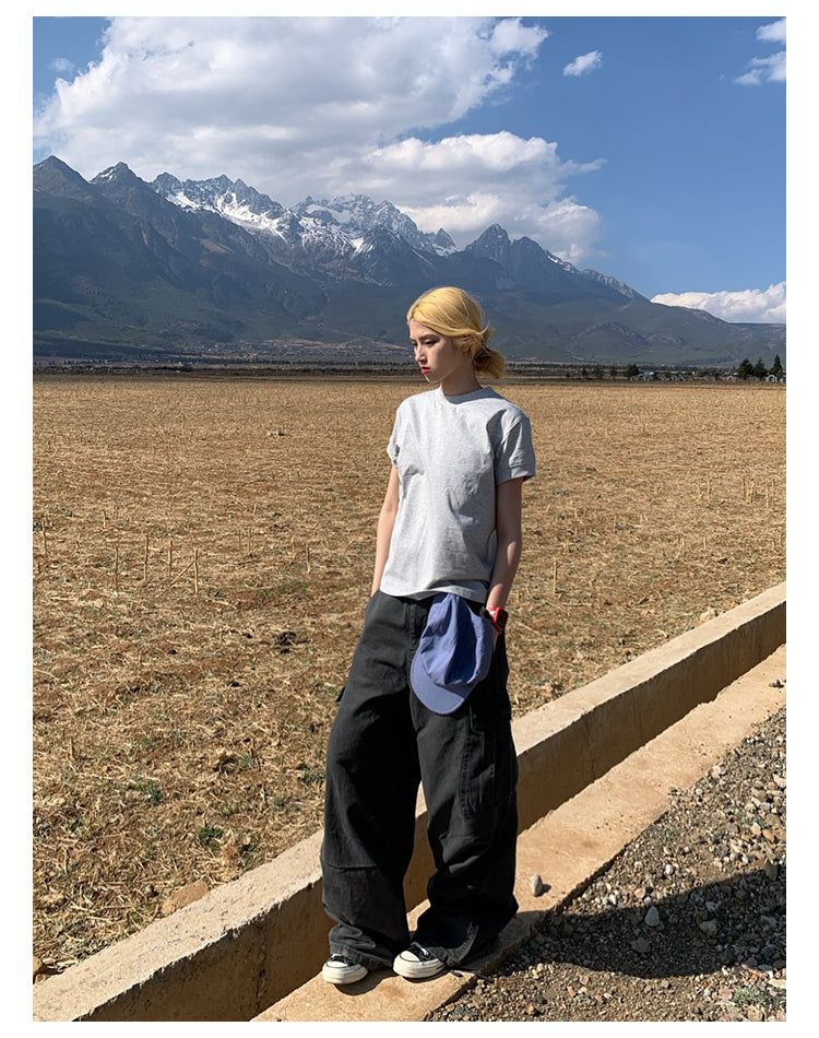 シンプル無地クルーネックTシャツ N459