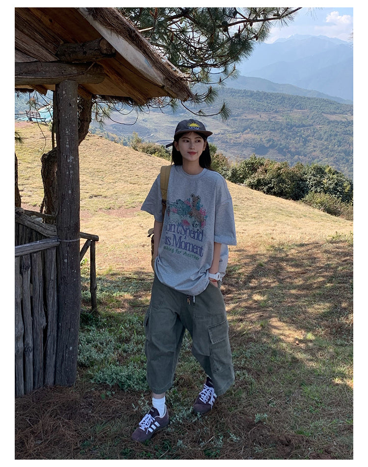 オーバーサイズプリントTシャツ N418