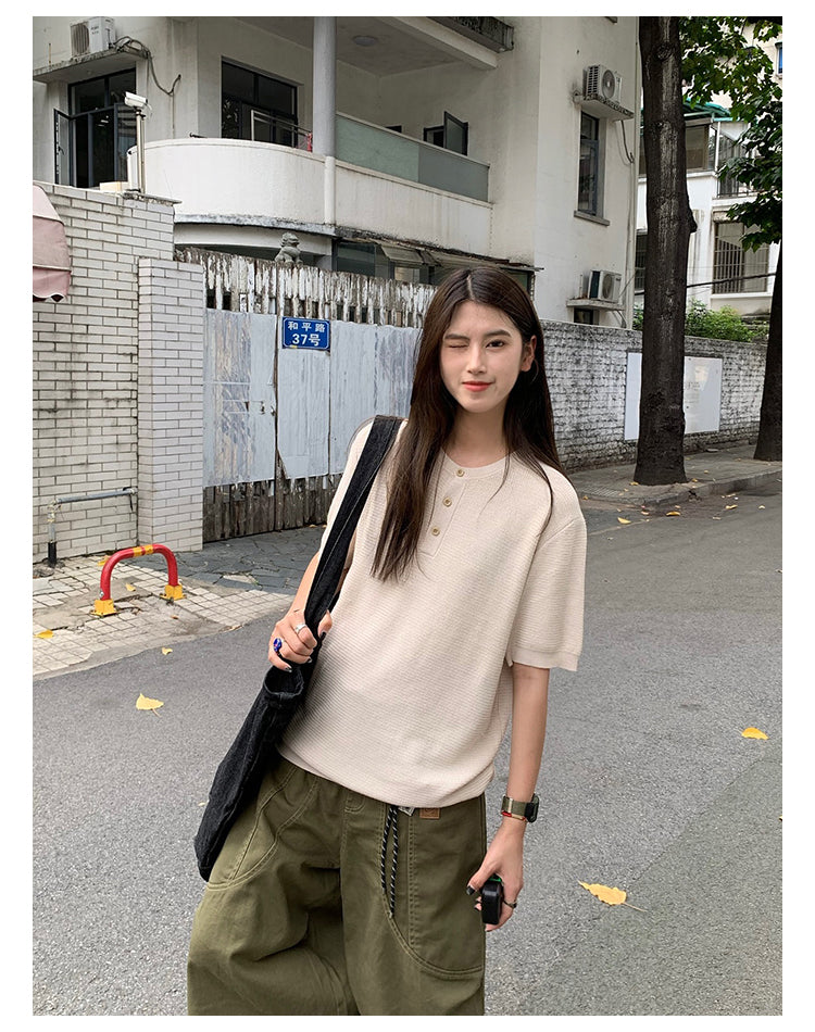 こなれ感プラス ヘンリーネック半袖Tシャツ きれいめ大人カジュアル N435