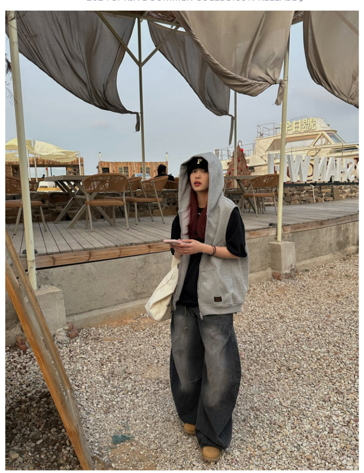 フード付きスウェットベスト(パーカー) N375