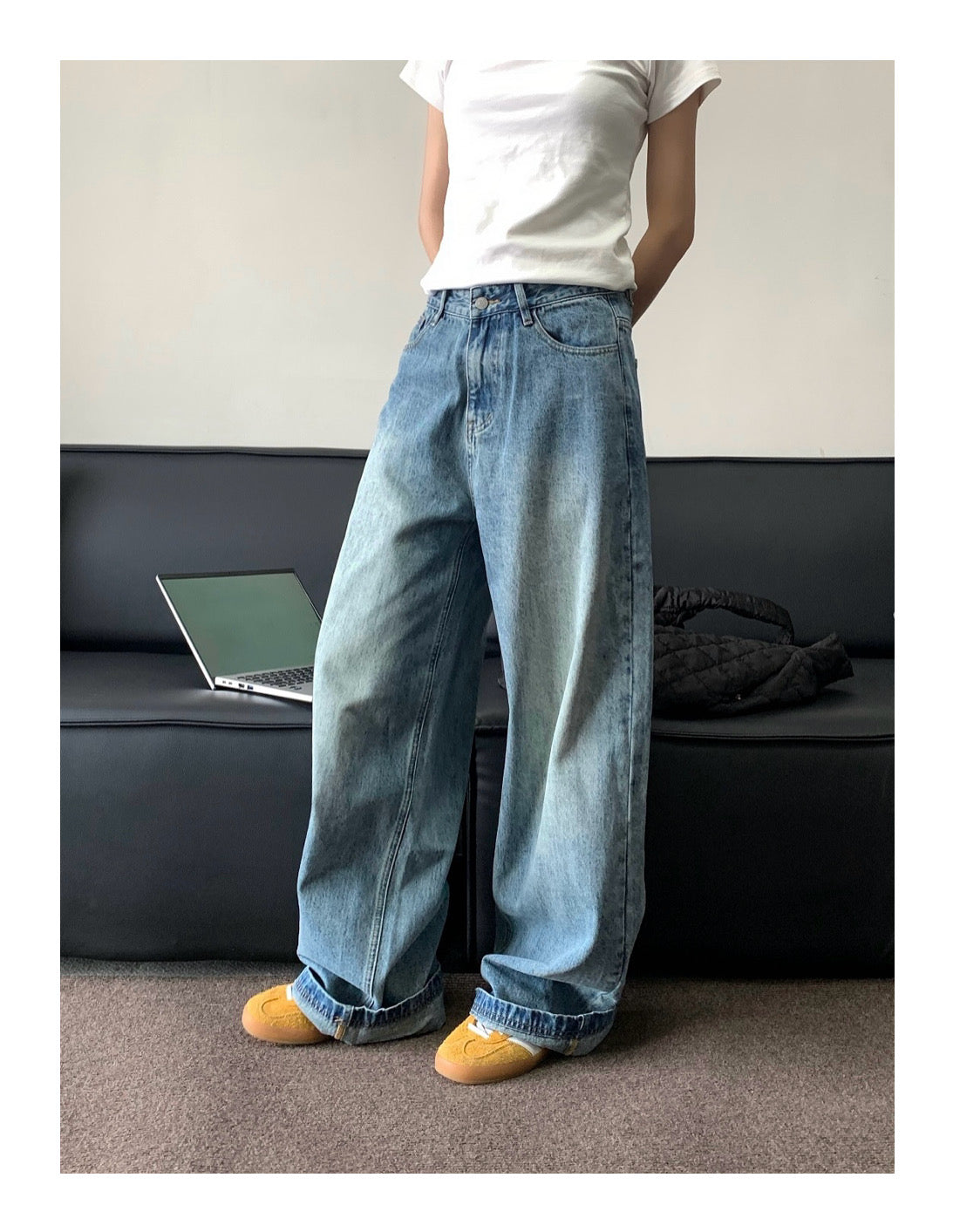 ビンテージ加工ストレートデニム N89