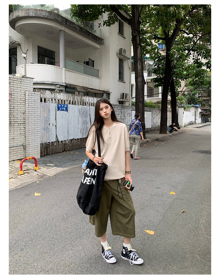 こなれ感プラス ヘンリーネック半袖Tシャツ きれいめ大人カジュアル N435