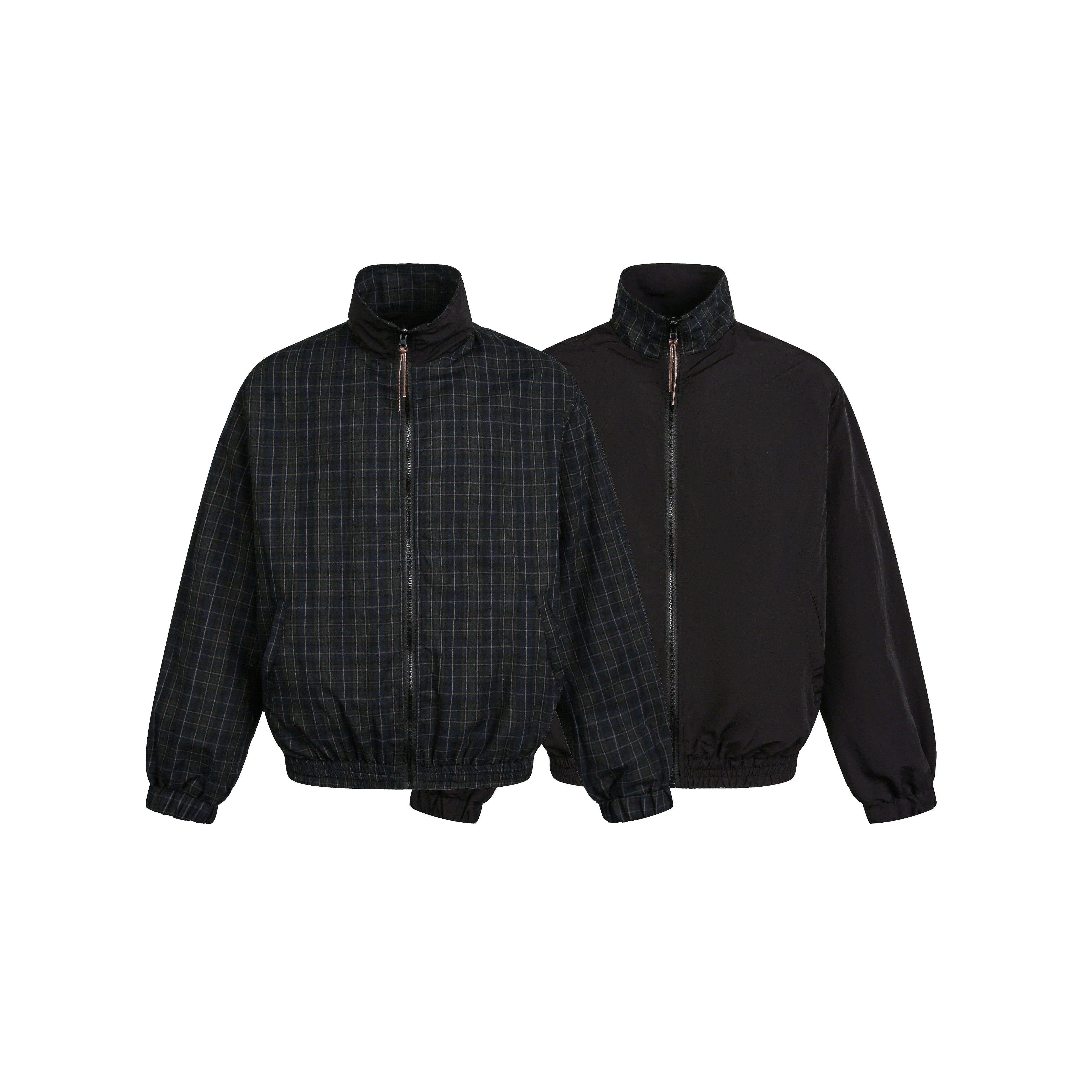スタンドカラーチェック柄ジャケット N553