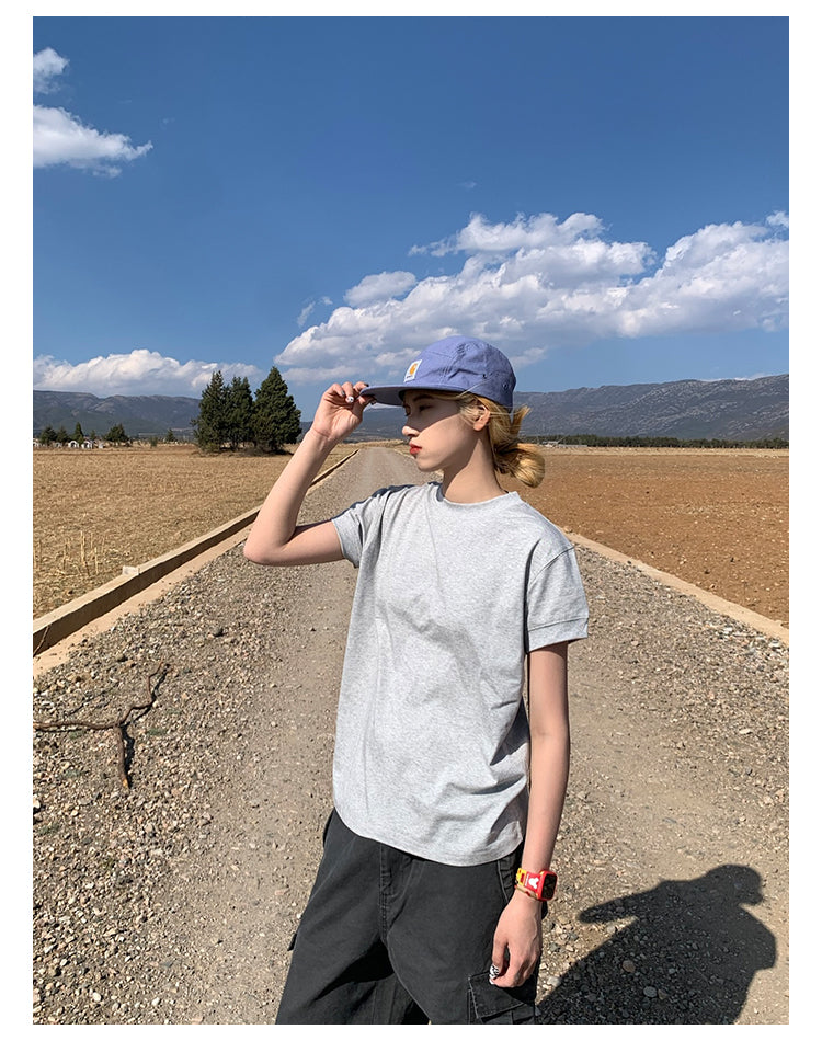 シンプル無地クルーネックTシャツ N459