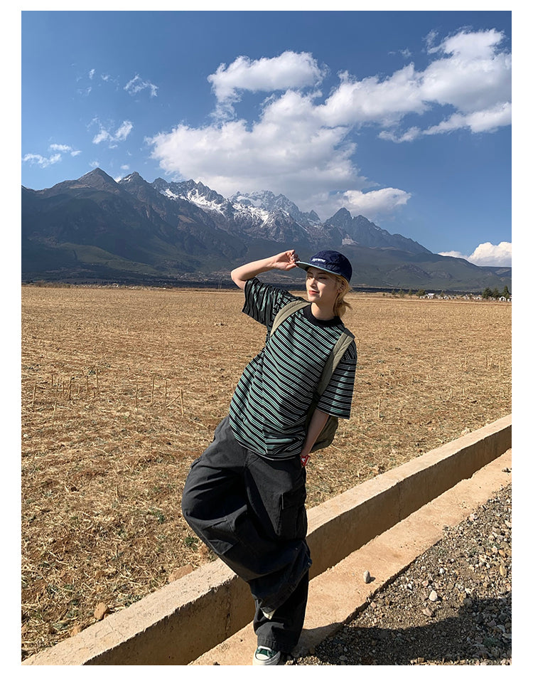 ボーダー柄半袖Tシャツ N438