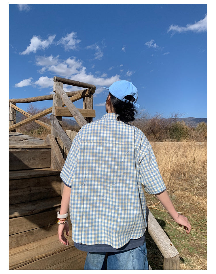 ギンガムチェック半袖シャツ N436