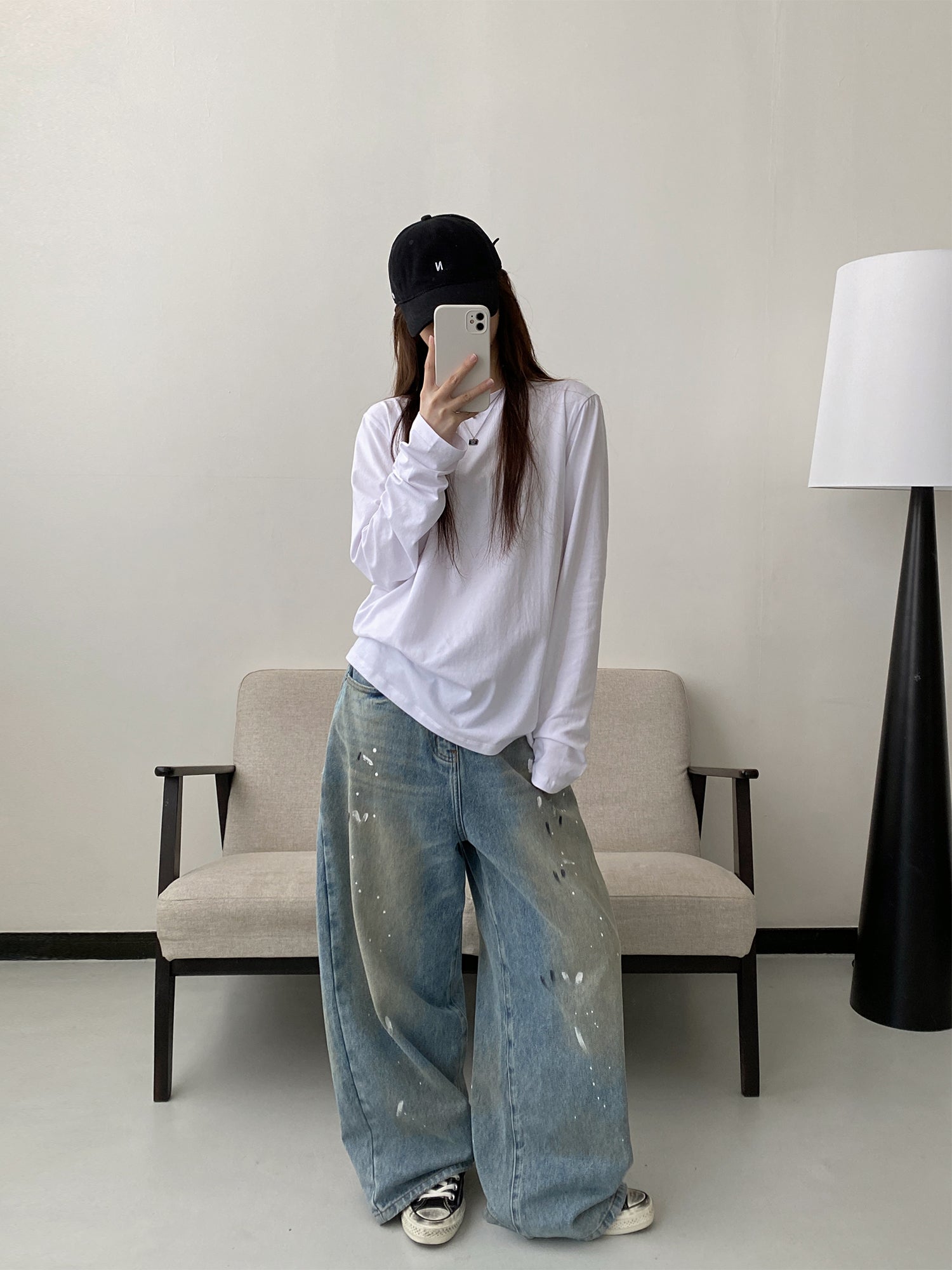 ペイントワイドデニムパンツ    N645