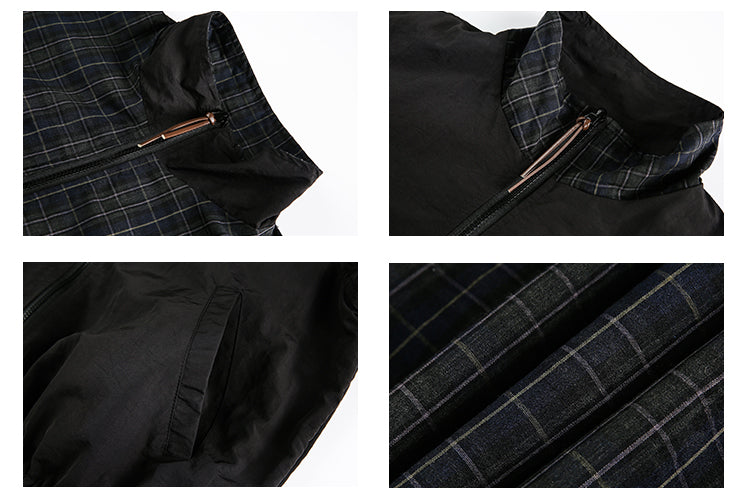 スタンドカラーチェック柄ジャケット N553