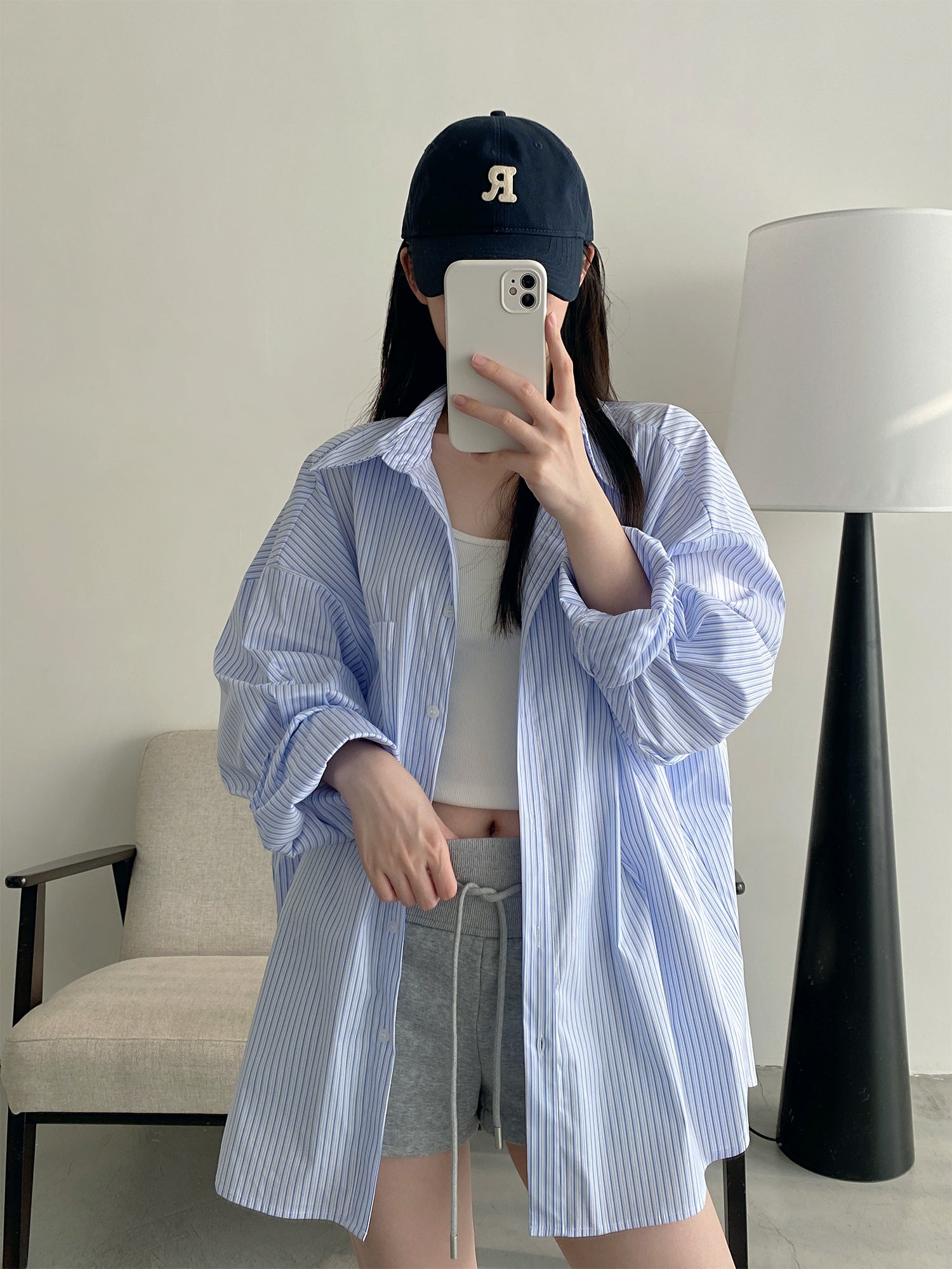 ストライプ長袖シャツ N571