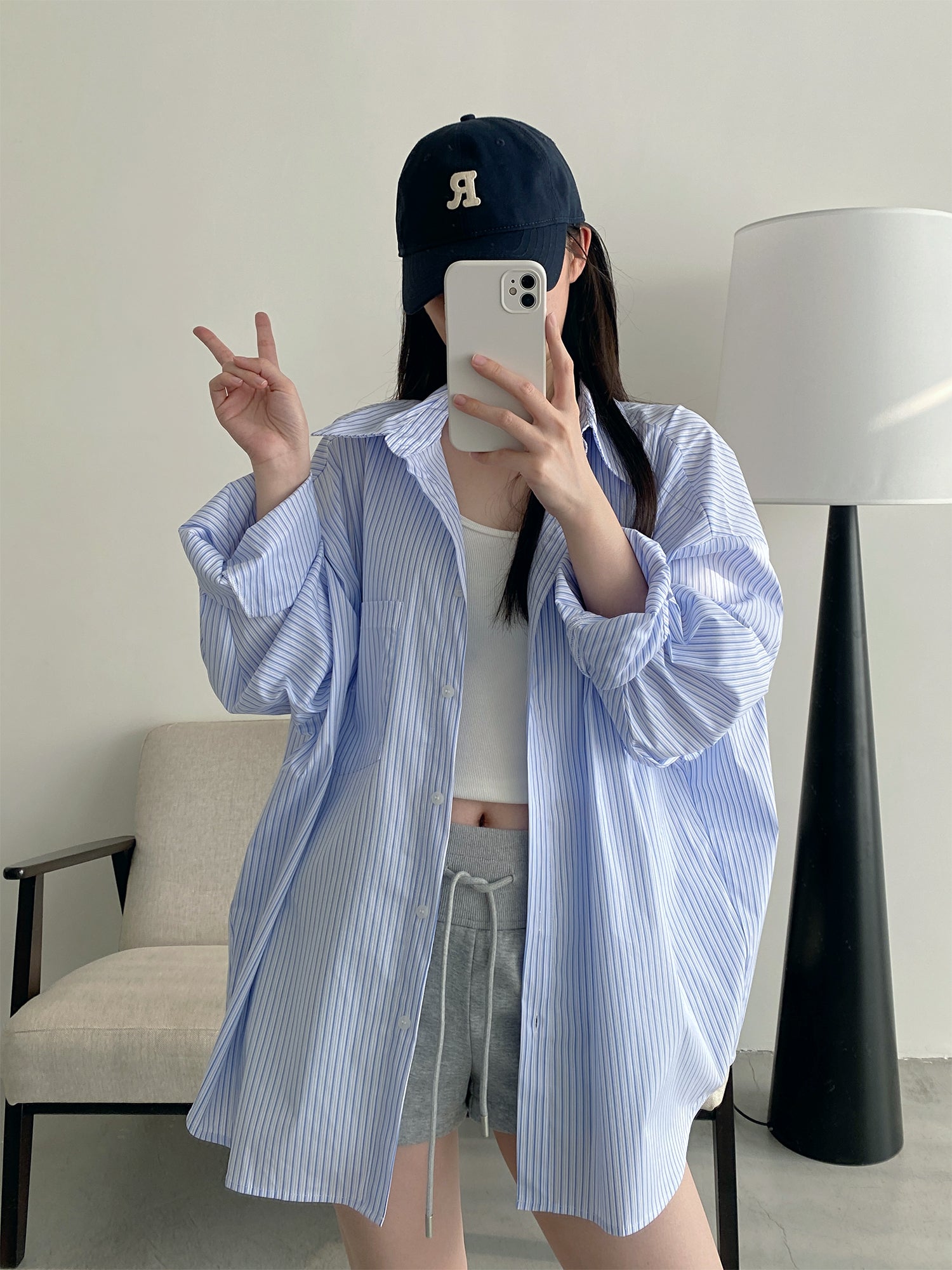 ストライプ長袖シャツ N571