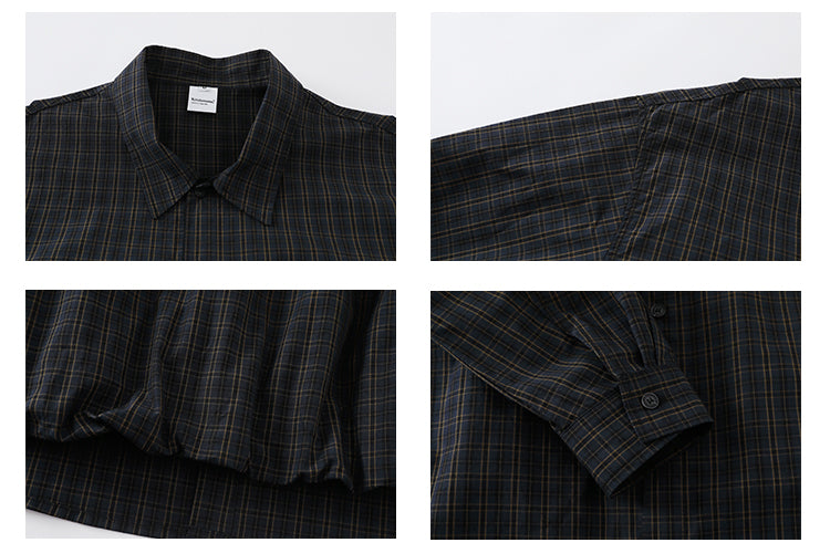 レトロチェック柄長袖シャツ N497