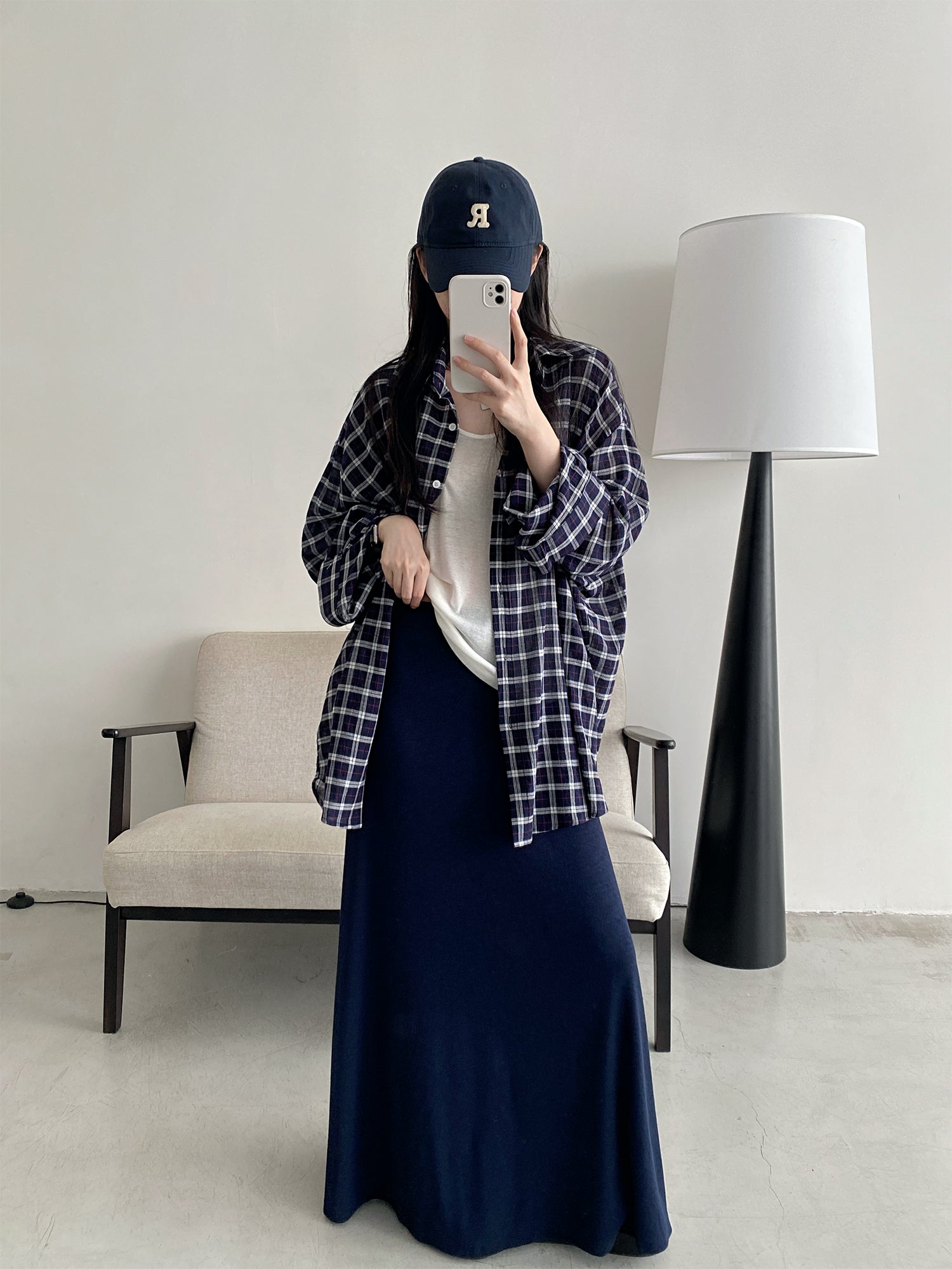 チェック柄長袖シャツ N570