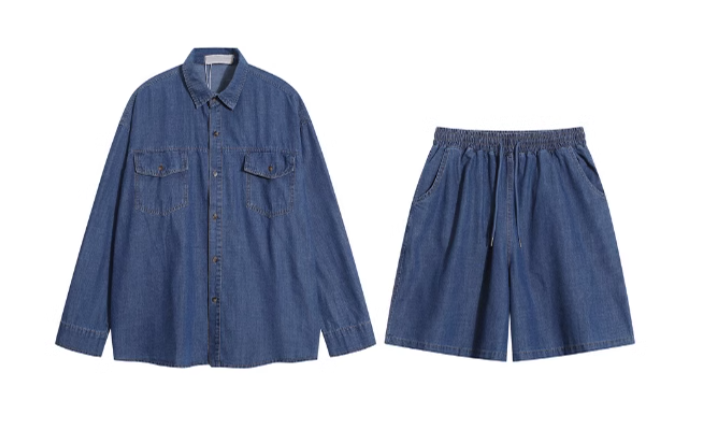 ルーズフィットハーフパンツデニムセットアップ N140