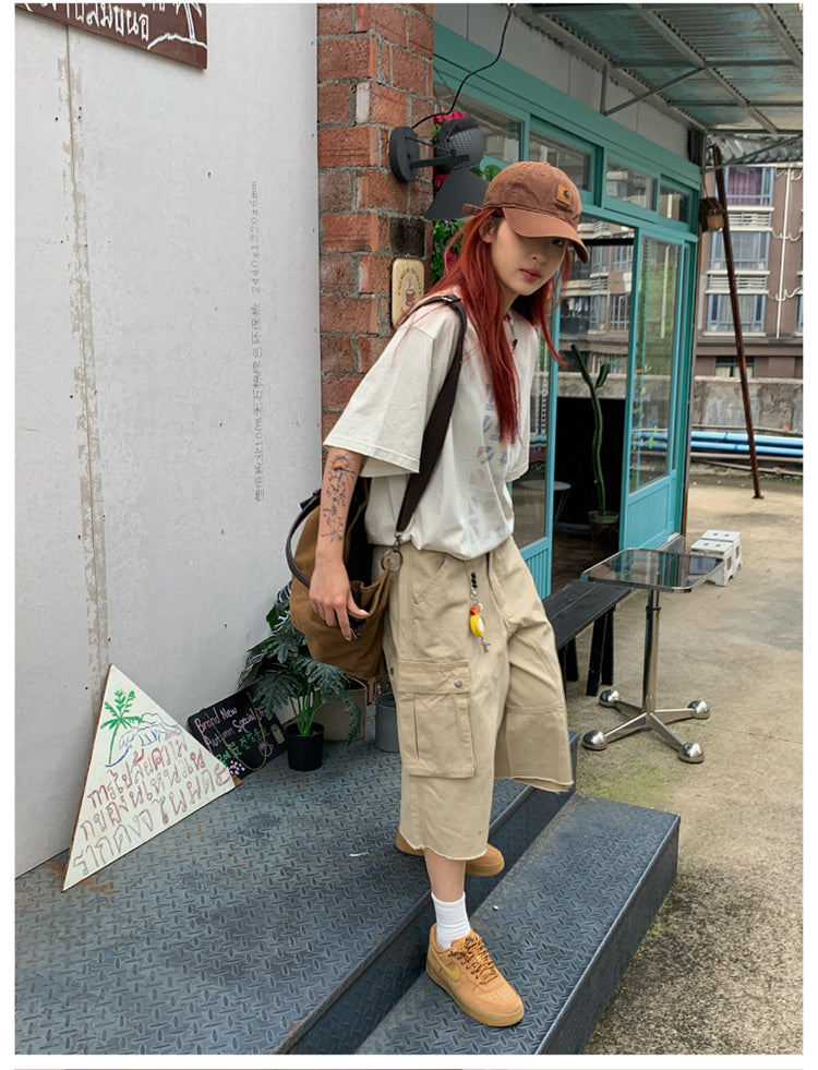 ウォッシュ加工クロップドパンツ N482