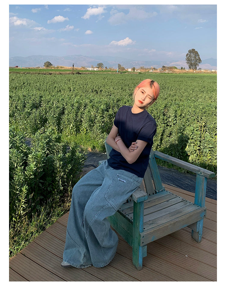 シンプル無地クルーネックTシャツ N459