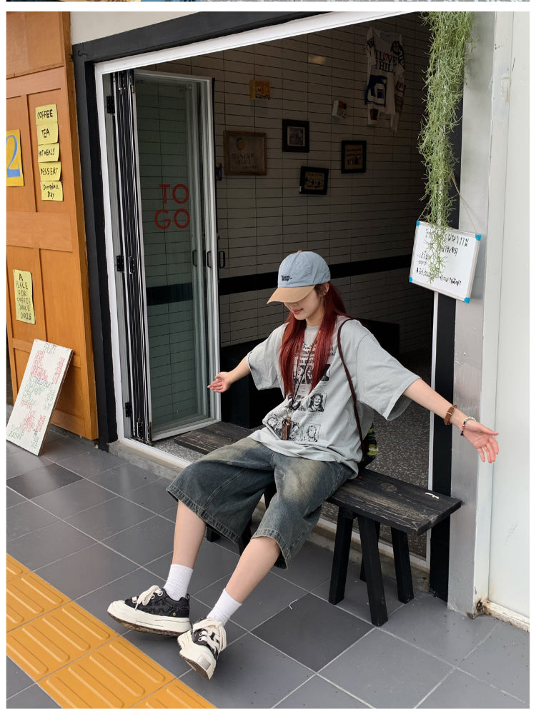 ワイドデニムショートパンツ N464