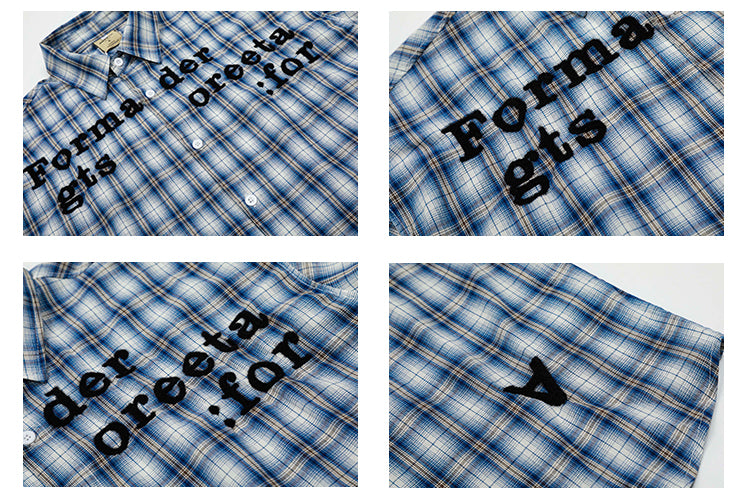 チェック柄レトロシャツユニセックス長袖 N460