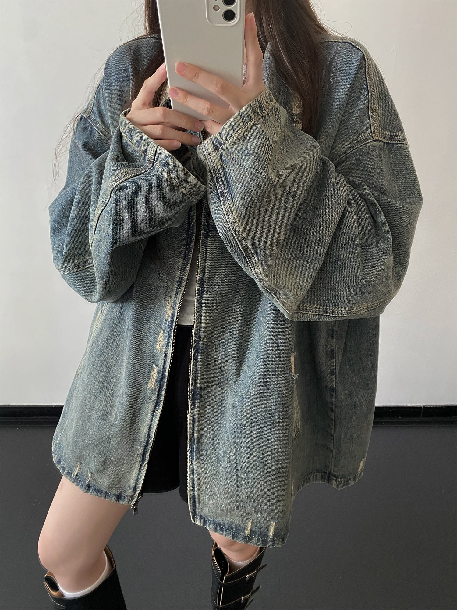 フェード加工ルーズシルエットデニムジャケット   N862