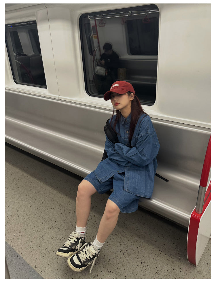 ルーズフィットハーフパンツデニムセットアップ N140