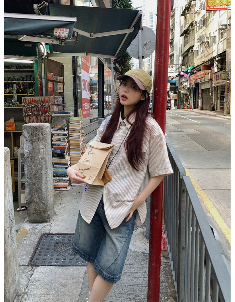 ワイドデニムショートパンツ N491