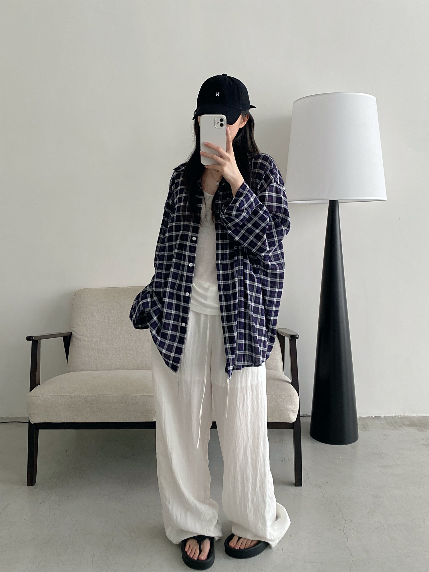 チェック柄長袖シャツ N570