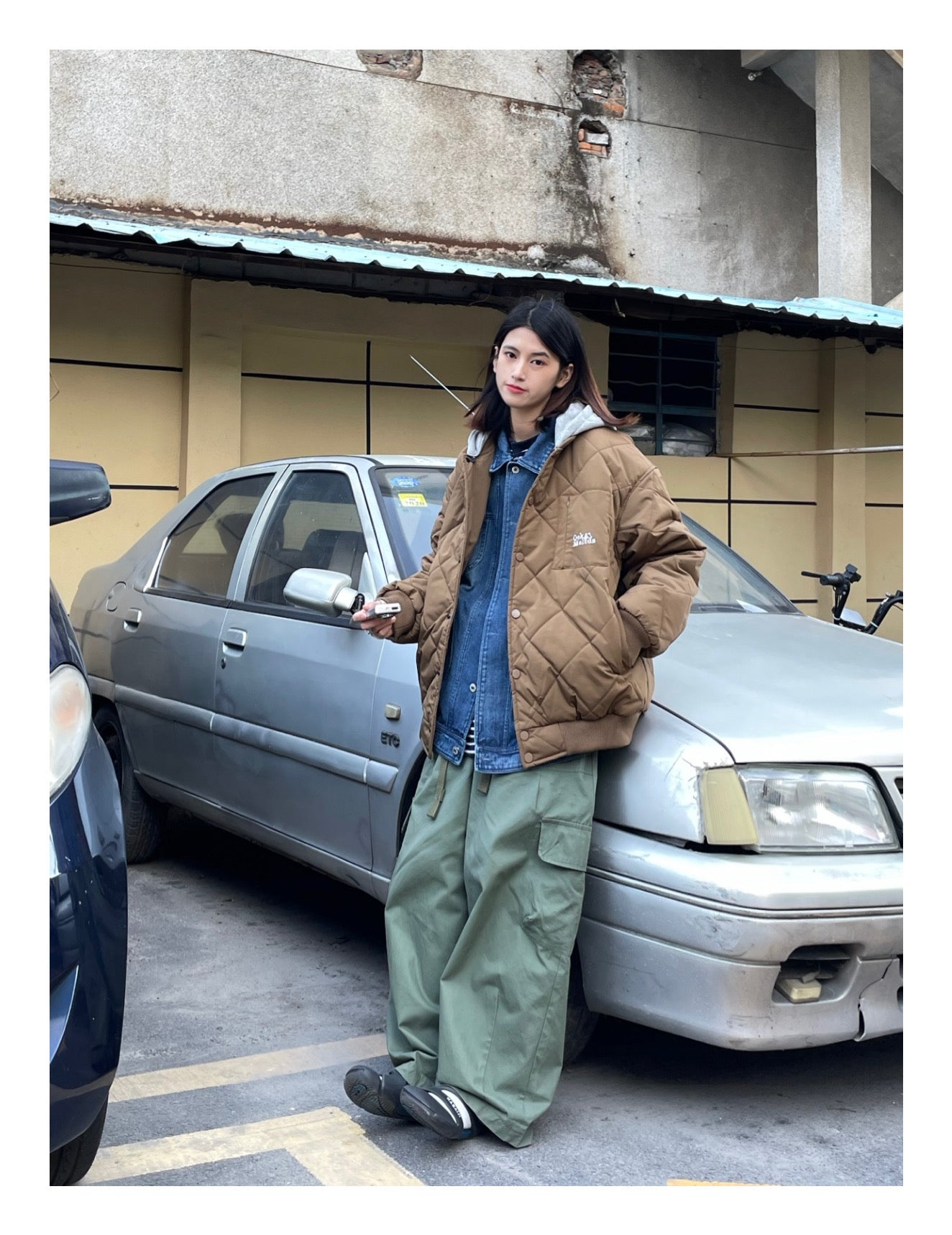 フード取り外し可/ノーカラーキルティングライトダウンジャケット N161