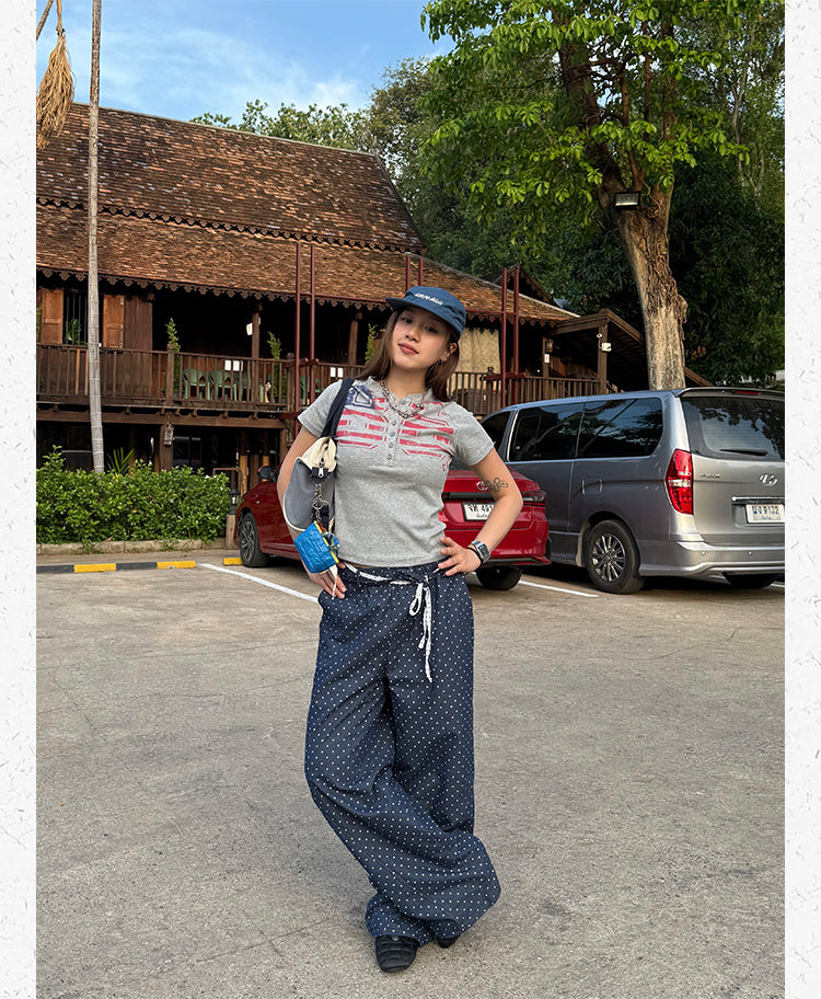 スター柄ウエストゴムパンツ N478