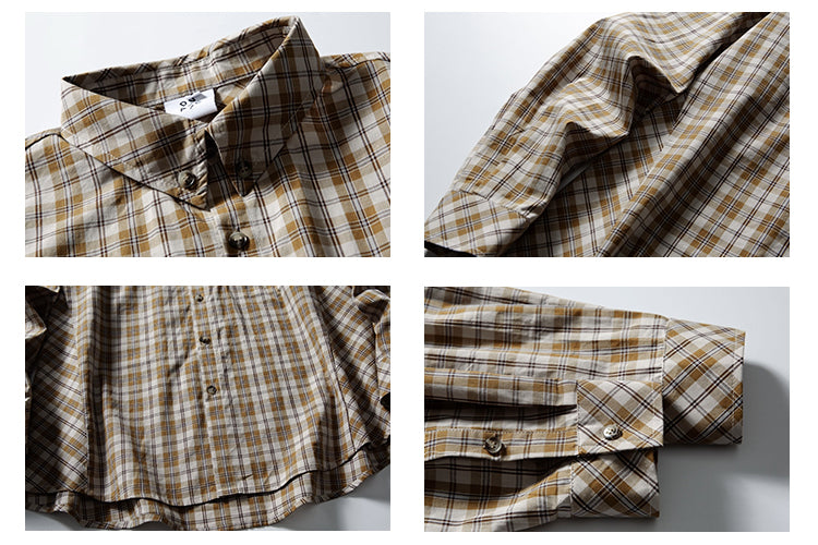 チェック柄長袖シャツ N495