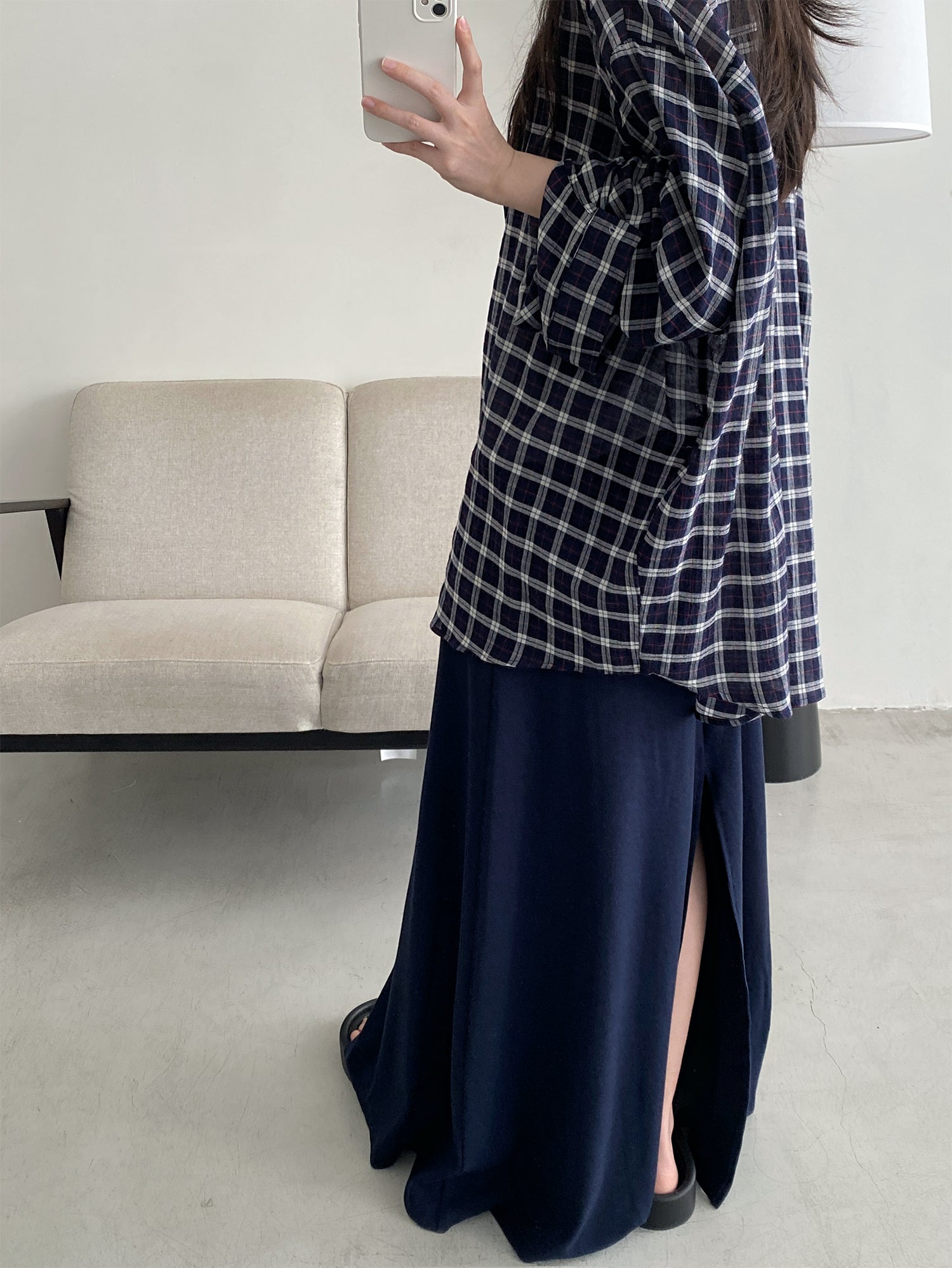 チェック柄長袖シャツ N570