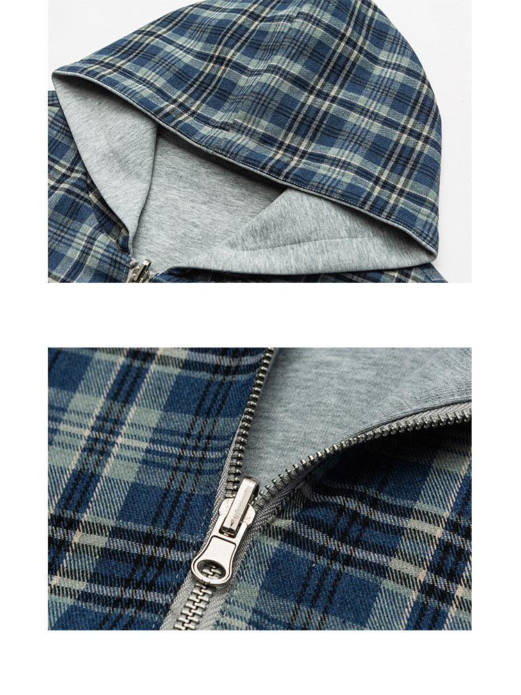 リバーシブルチェック柄パーカー N498