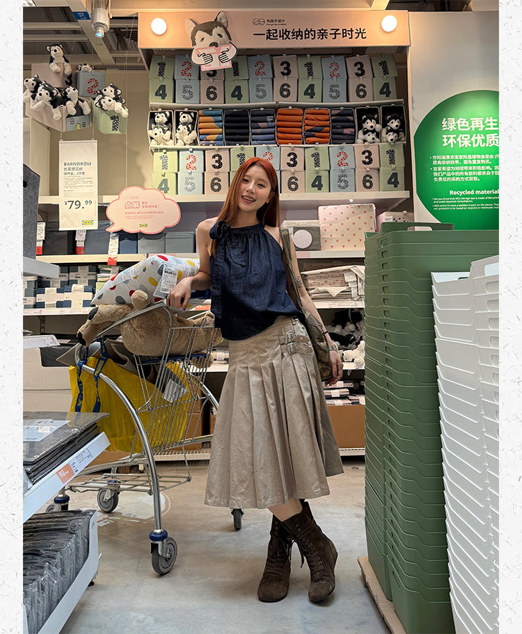 ノースリーブレースアップシャツ N505