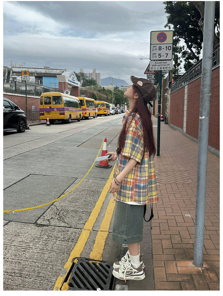 ミドル丈ワイドデニムハーフパンツ N479