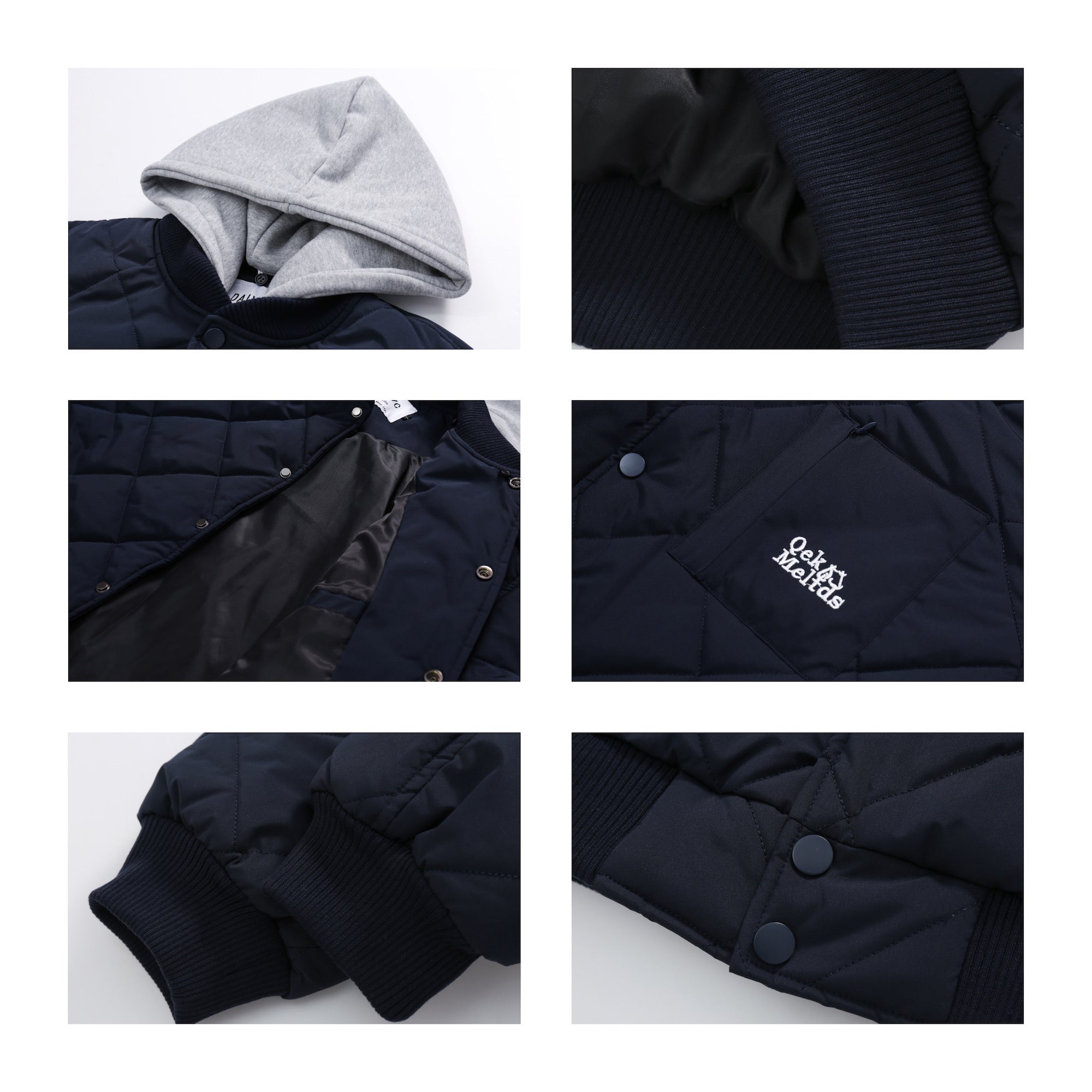 フード取り外し可/ノーカラーキルティングライトダウンジャケット N161