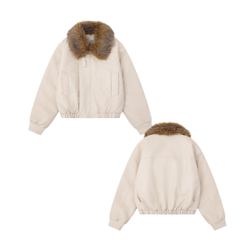 ビッグファーカラーヴィンテージPUレザージャケット KO-005