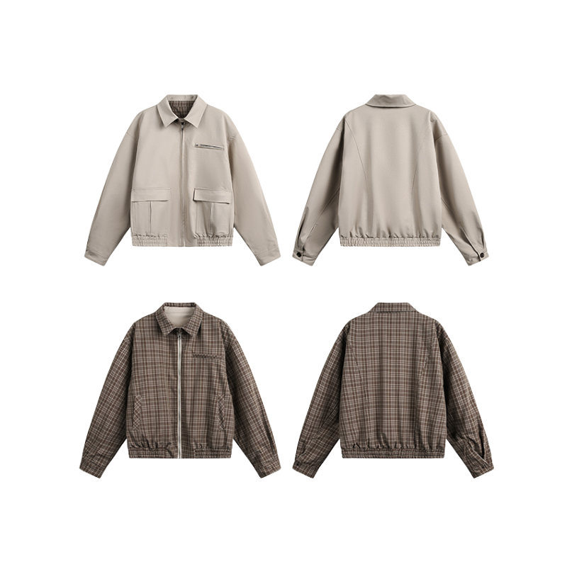 リバーシブルチェックハリントンジャケット LLS-016