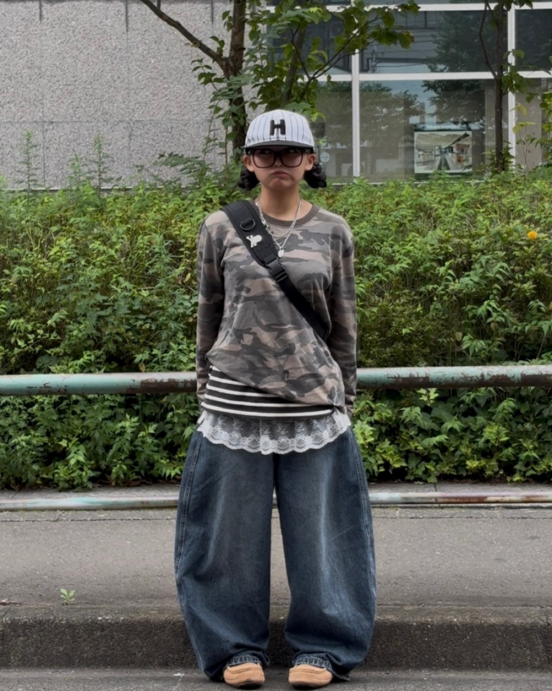 カモフラージュ・オーバーサイズロングスリーブTシャツ TR004