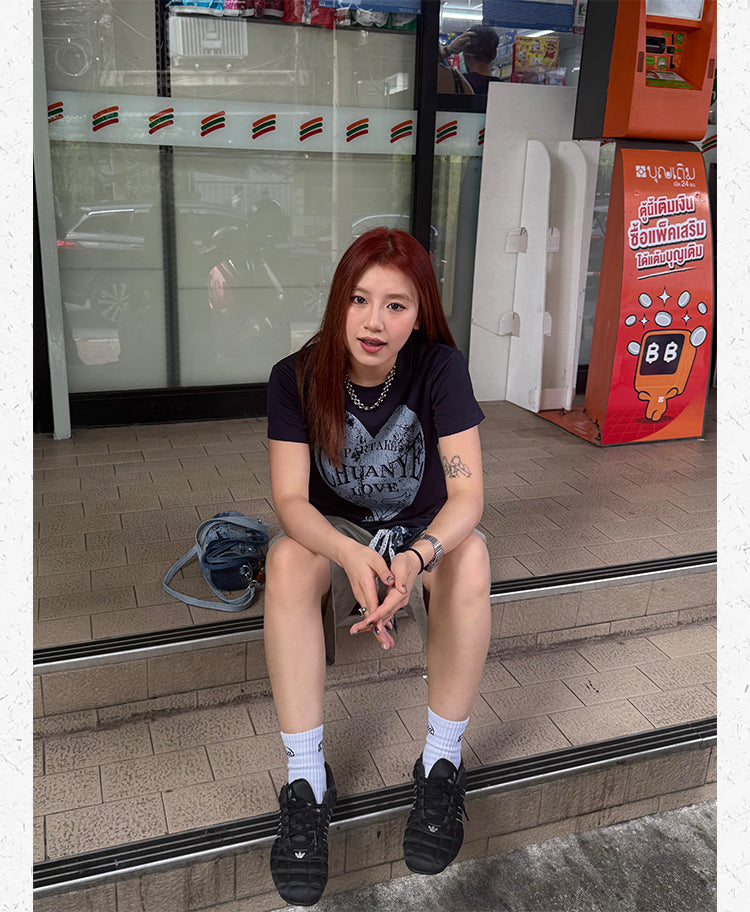 ヴィンテージハート グラフィックTシャツ N516