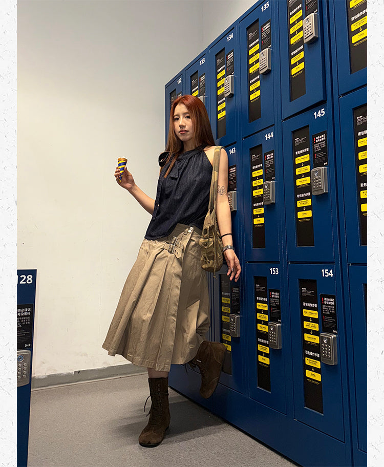 ノースリーブレースアップシャツ N505