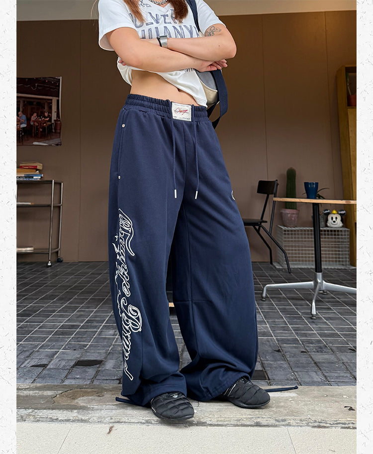 サイド刺繍 ワイドスウェットパンツ N511
