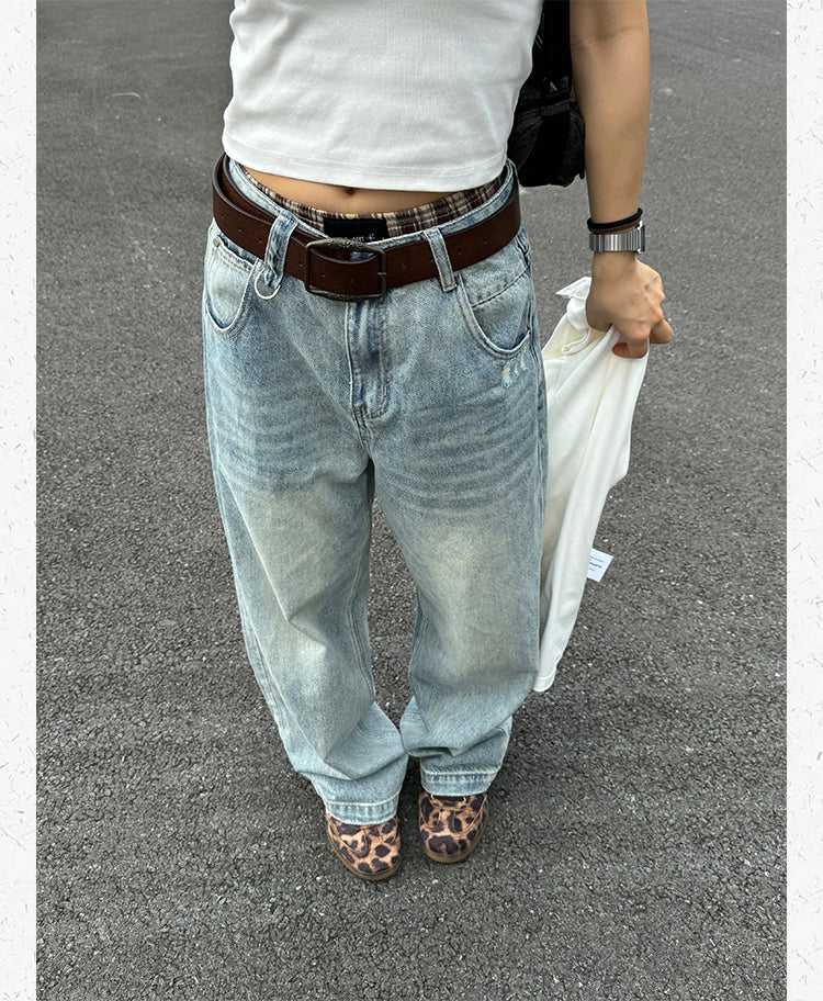 ウォッシュドルーズデニムパンツ N473