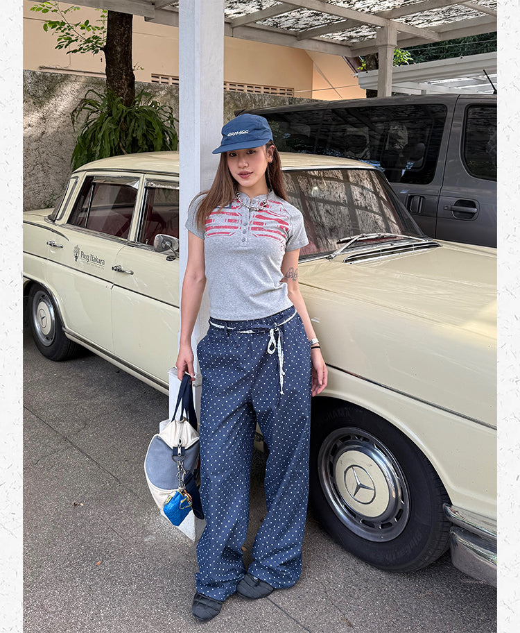 スター柄ウエストゴムパンツ N478