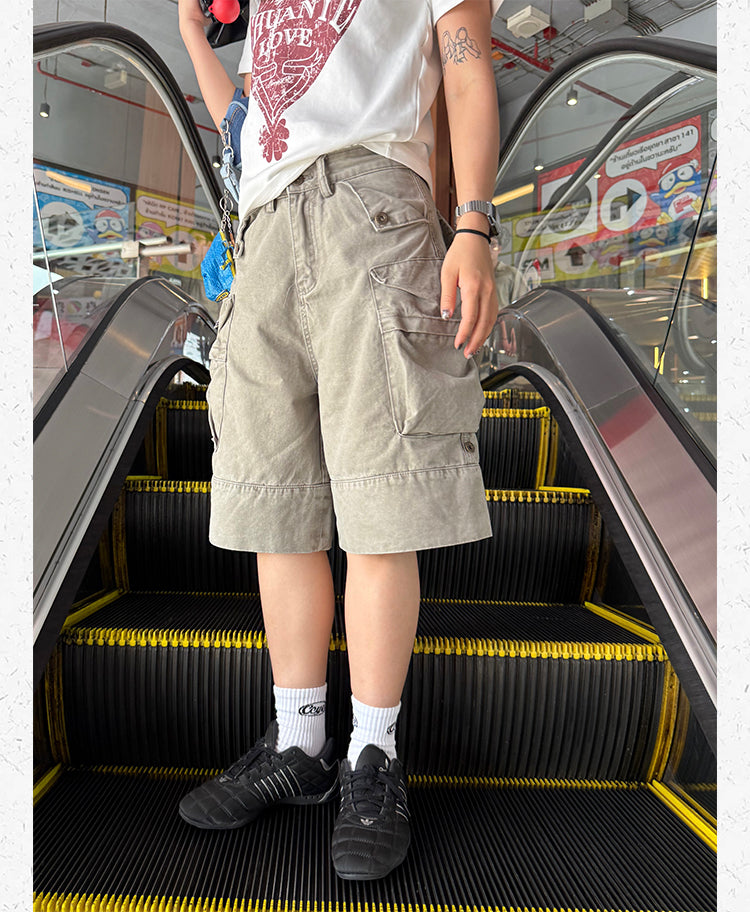 ミリタリー ワイドカーゴハーフパンツ N509