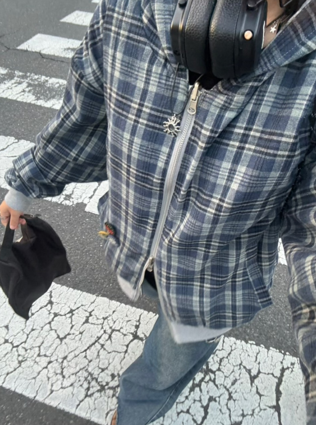 リバーシブルチェックジップパーカー EA006