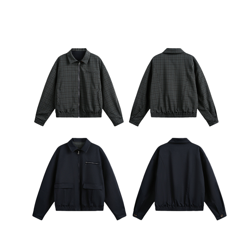 リバーシブルチェックハリントンジャケット LLS-016