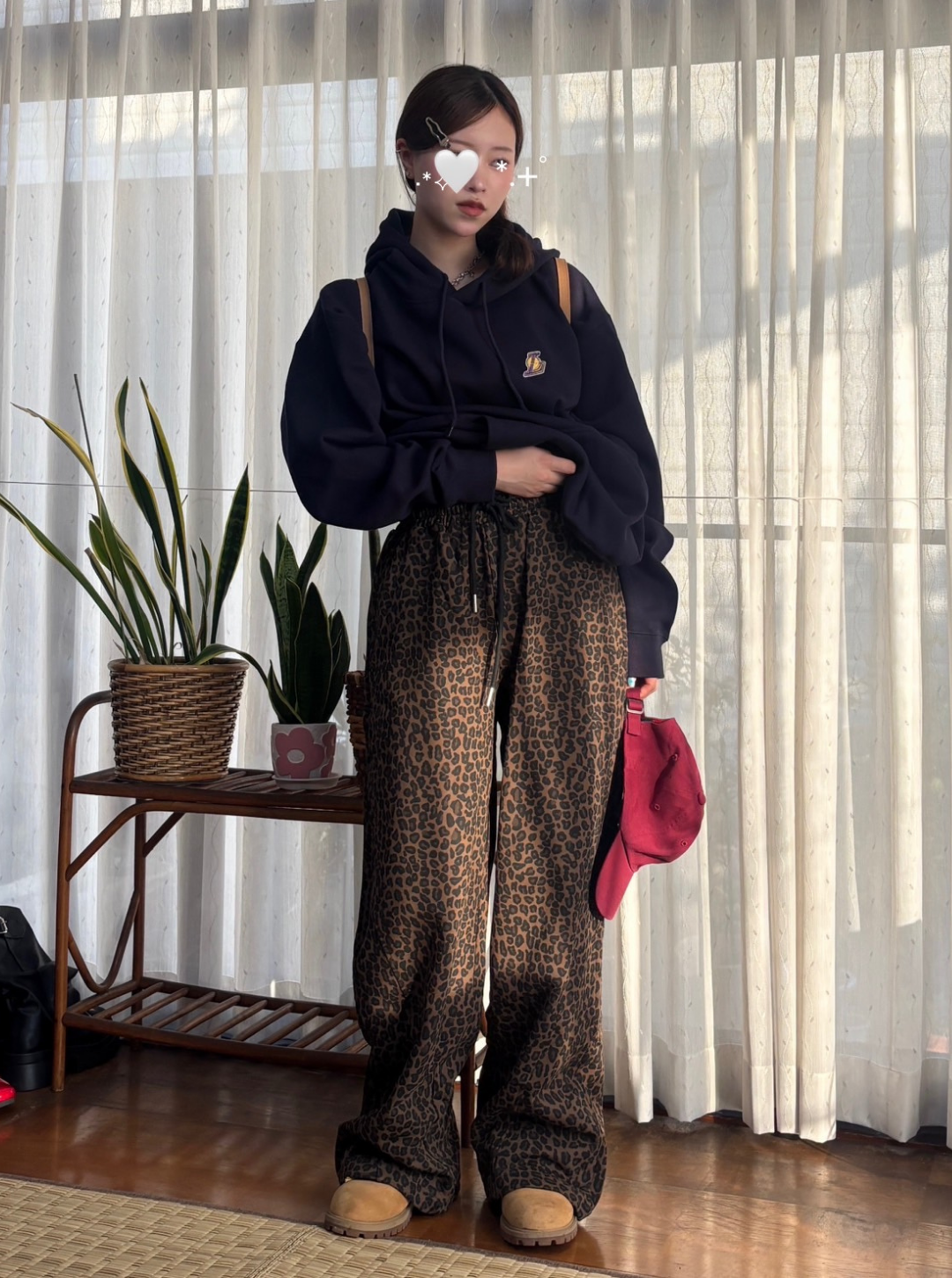 レオパードプリント・ワイドイージースウェット KN005